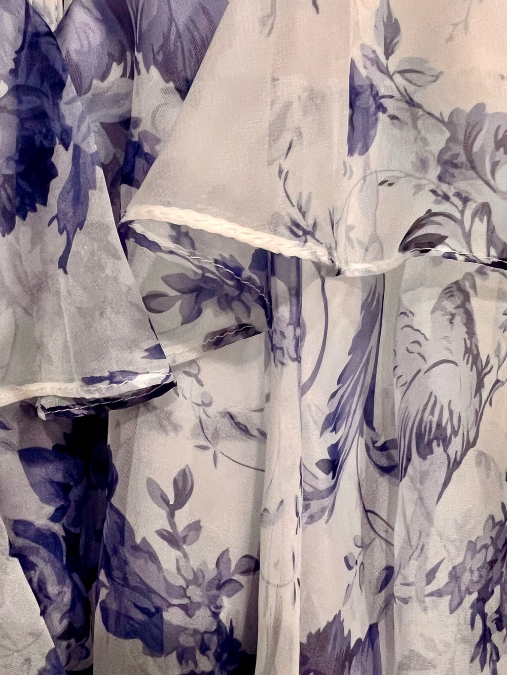 Blue and White Printed High-Low Prom Dress - Picture 10 of 13